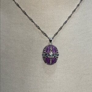 Elegant Paparazzi Purple Egg Pendant Necklace with Earrings BNWT